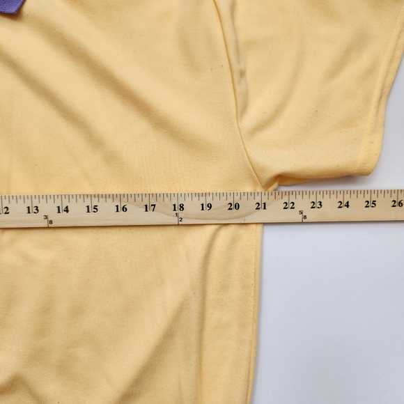 Vintage Haband For Her 80s 90 Granny Yellow Top Purple Collar Short Sleeve Large - Picture 17 of 17